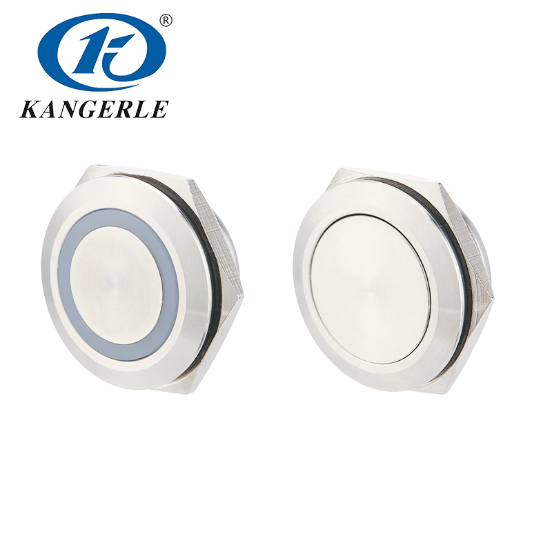 25MM薄款金屬按鈕開關自鎖環形燈平頭